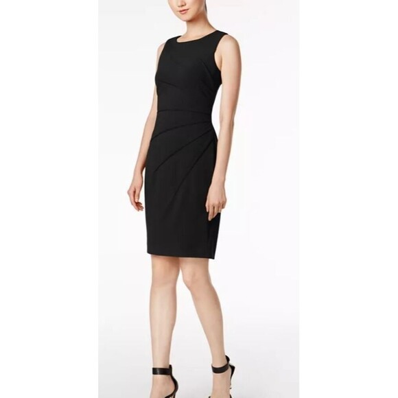 Calvin Klein Classic LBD Sunburst Sheath Sleeveless Dress Size 10 - Picture 1 of 11
